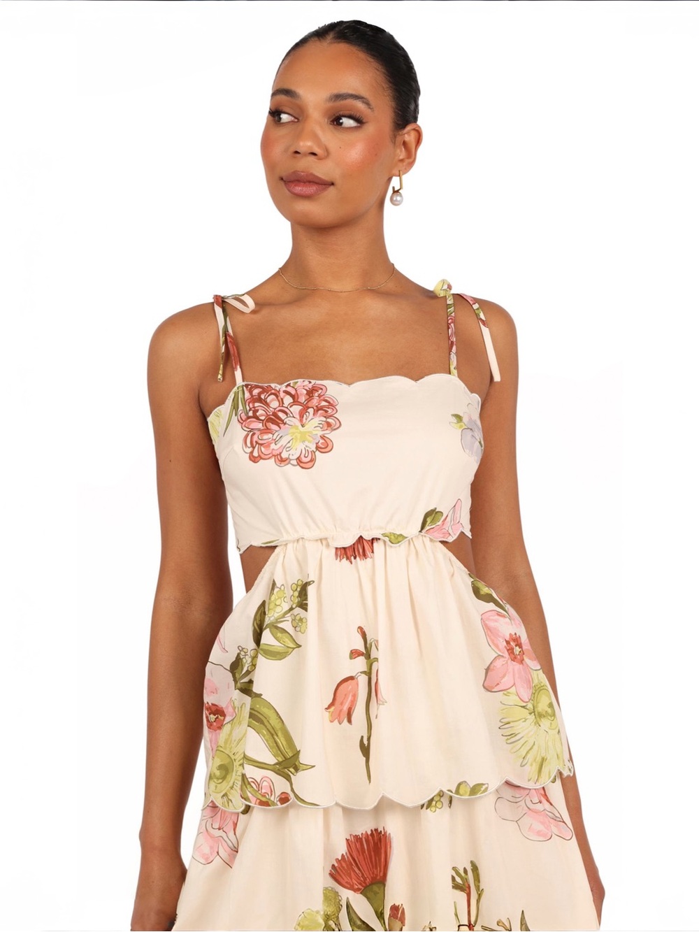 Petal & Pup Adelaide Scallop Cutout Tie Strap Maxi Dress Sz NWT - Picture 4 of 11